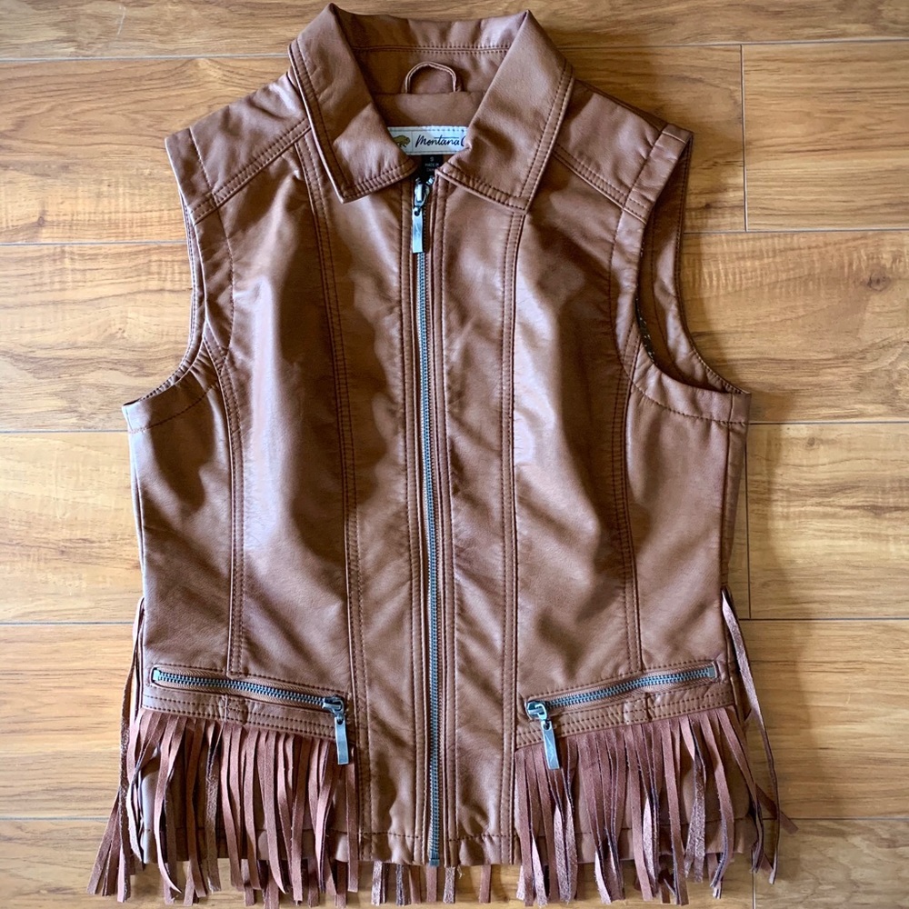 MontanaCo Vegan Leather Fringe Vest